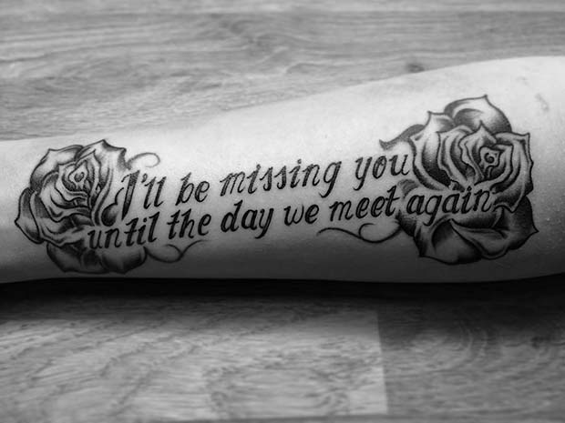 I'll Be Missing You Memorial Arm Tattoo Idea