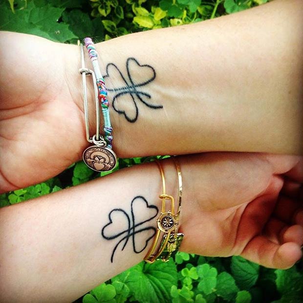 Mother Daughter Clover Tattoos