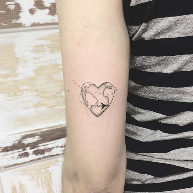 Map and Plane Tattoo Idea