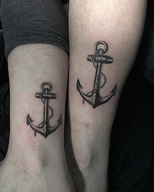Matching Anchor Tattoos