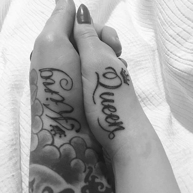 Side Palm King and Queen Tattoo Ideas
