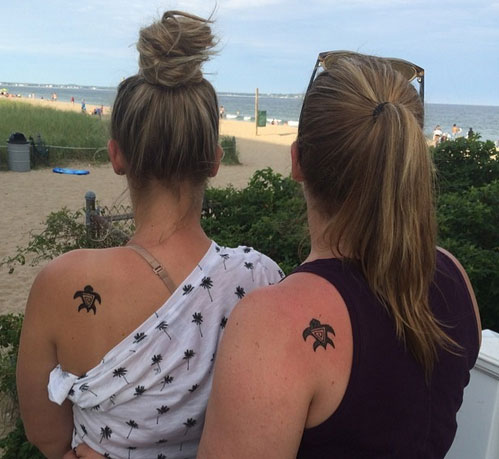 Mother and Daughter Matching Turtle Tattoos