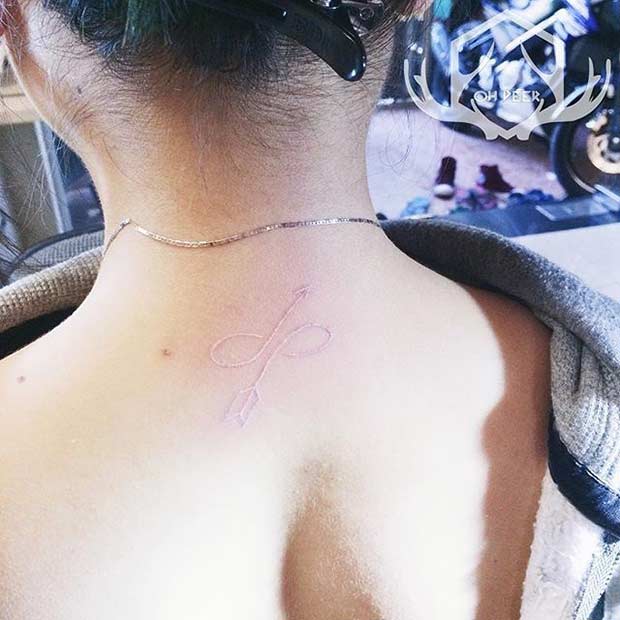 White Ink Back Tattoo Idea