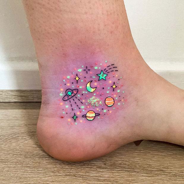 Cute Space UV Tattoo