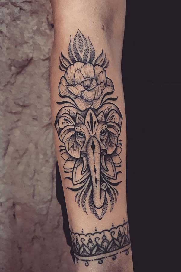Patterned Elephant Tattoo Design