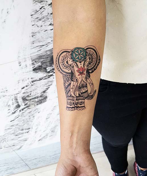 Patterned Elephant with a Pop of Color