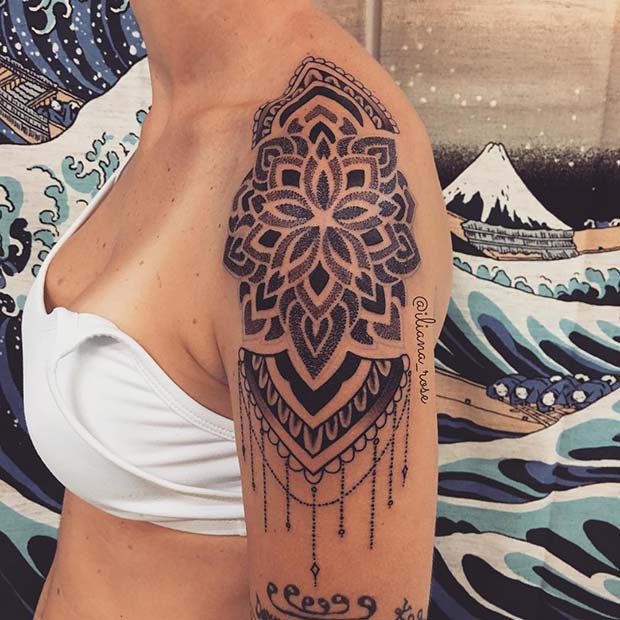 Patterned Shoulder Tattoo for Women
