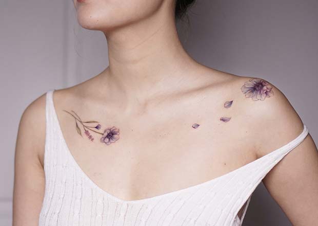 Pretty Flower Shoulder Tattoo 
