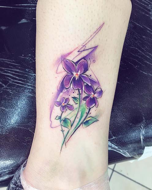 Pretty Purple Watercolor Flowers
