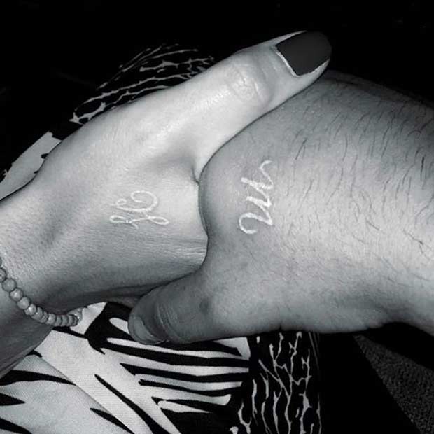 White Ink Couple Tattoos