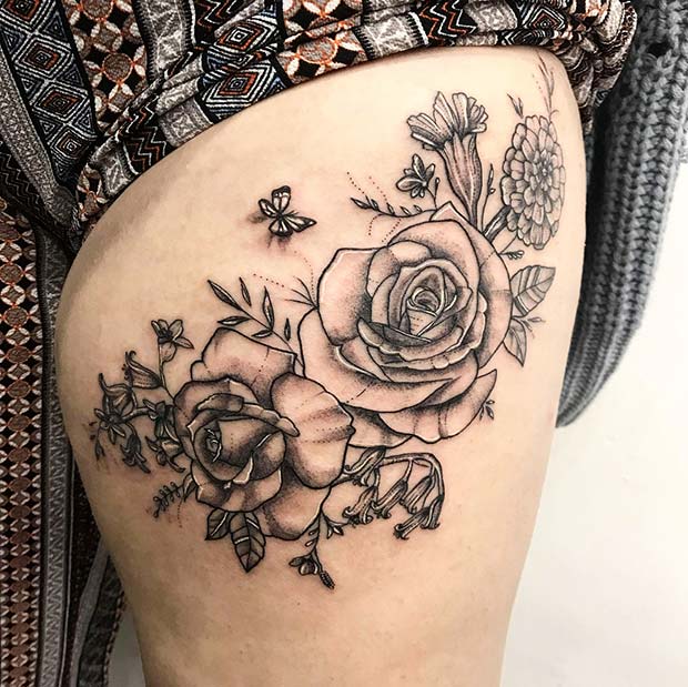Roses and a Butterfly