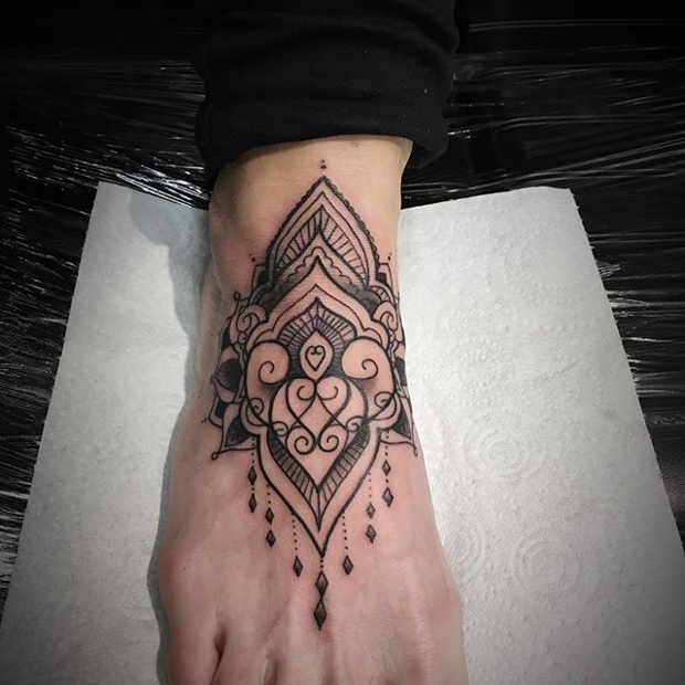 Women's Mandala Foot Tattoo