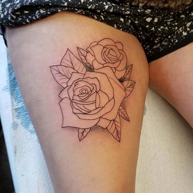 Simple Black Outline Roses