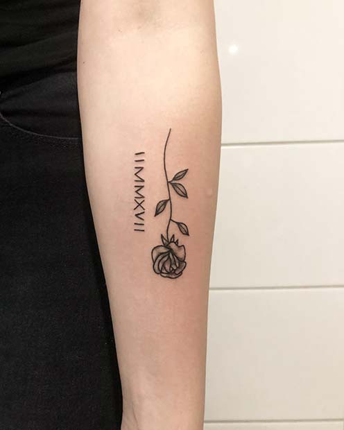 Single Rose Memorial Tattoo