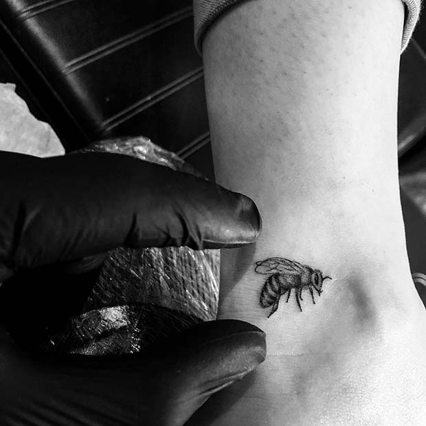 Small and Cute Bumble Bee Tattoo