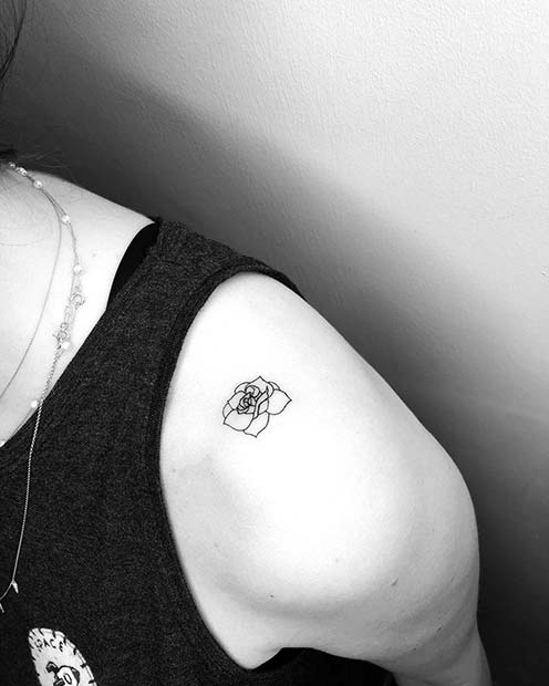 Small Rose Shoulder Tattoo