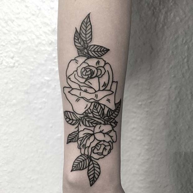 Two Black Ink Roses Tattoo Idea