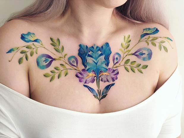 Statement Making Chest and Collar Bones Tattoo
