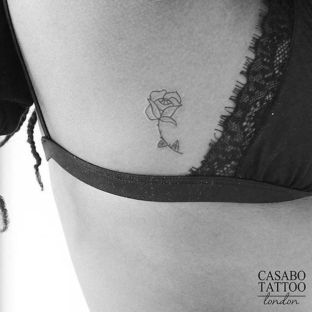 Delicate Rose Tattoo Idea for Women