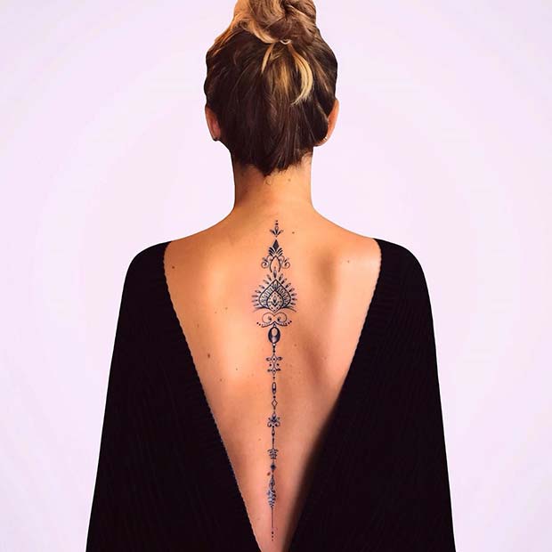 Patterned Spine Tattoo Idea