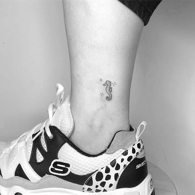 Cute Small Seahorse Tattoo 