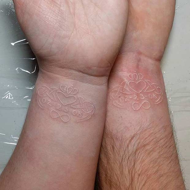 Matching White Ink Couple Tattoo