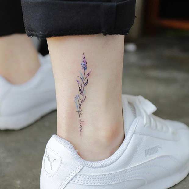 Watercolor Flower Tattoo with a Quote