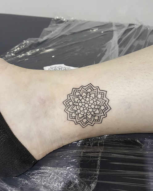 Women's Small Mandala Ankle Tattoo