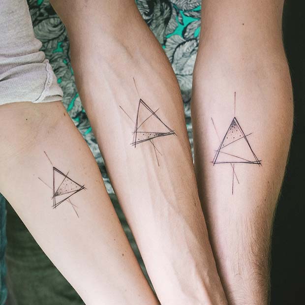 Trendy Triangle Tattoo Idea for Siblings