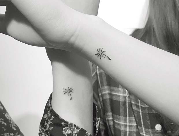 Matching Tropical Palm Tree Tattoos