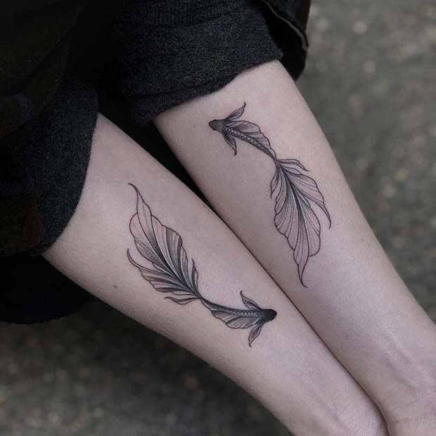 Matching Koi Fish Tattoos