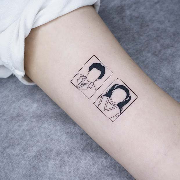 Unique Portrait Tattoo Idea for Brother and Sister