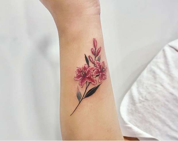 Vibrant Lilies Arm Tattoo