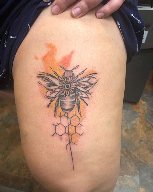 Watercolor Bee Tattoo