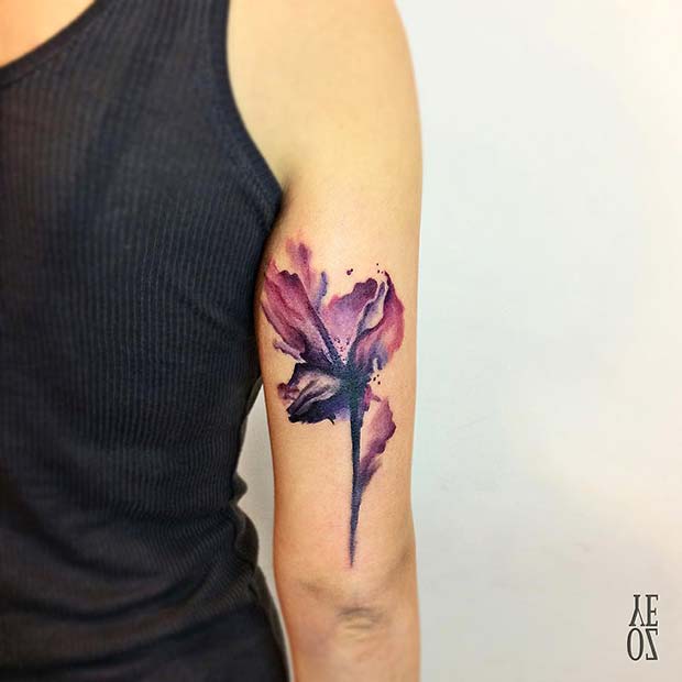 Watercolor Lily Tattoo Idea