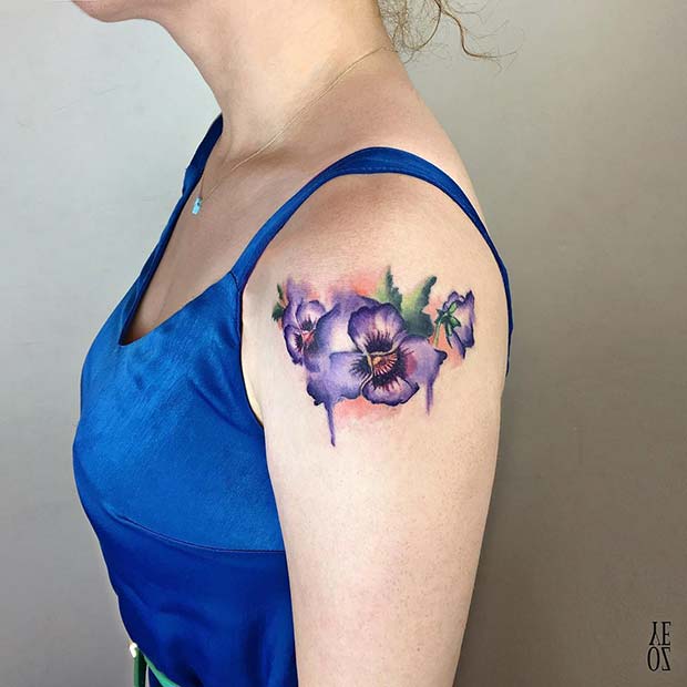 Watercolor Violet Flowers