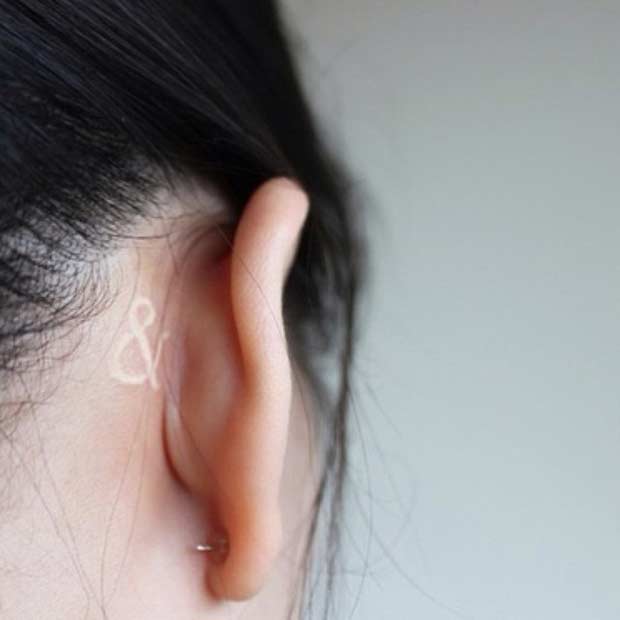 Behind the Ear White Ink Tattoo