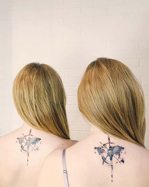 Matching World Map Tattoos