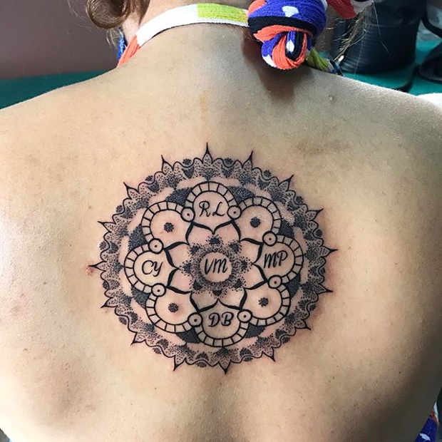 Women's Floral Back Mandala Tattoo