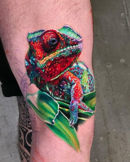 3D Chameleon Tattoo Art