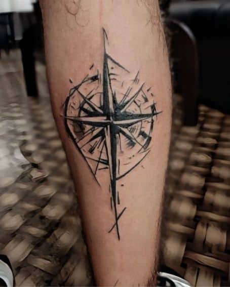 Abstract Art Compass Tattoo Design