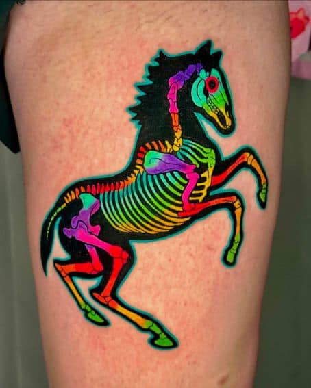 Abstract Skeleton Horse Tattoo