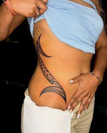 Adventure Polynesian Tattoo on Ribs