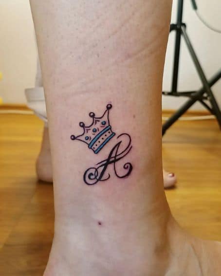 Alphabet A with Crown Tattoo