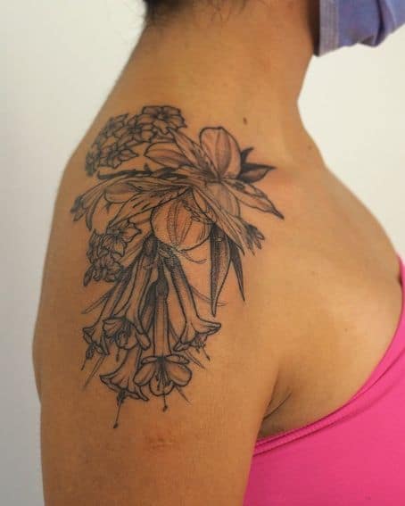 Andean Floral Medley Shoulder Tattoo