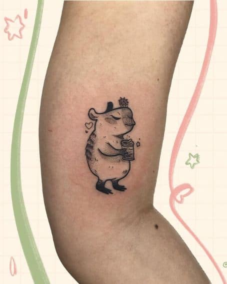Baby Capybara Tattoo on Arm