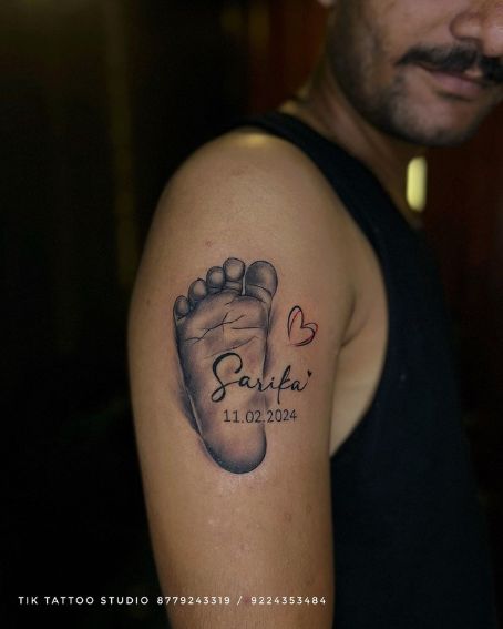 Baby Footprint Tattoo with Little Heart
