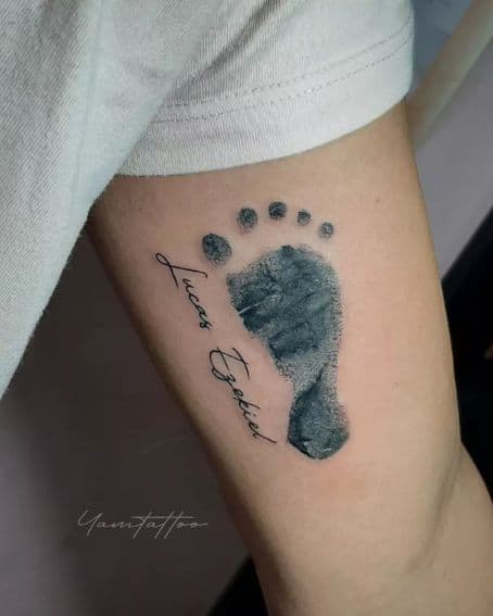 Baby Footprint Tattoo with Name