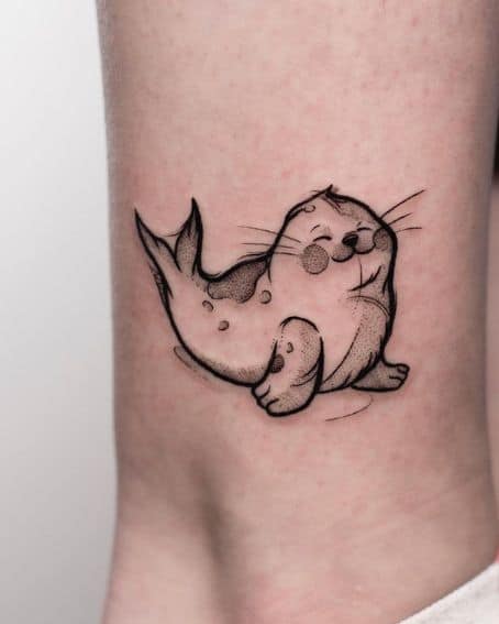 Baby Seal Tattoo on Ankle