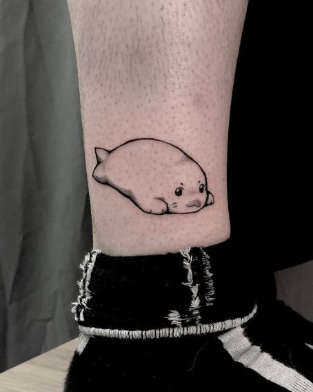 Baby Seal Tattoo on Leg